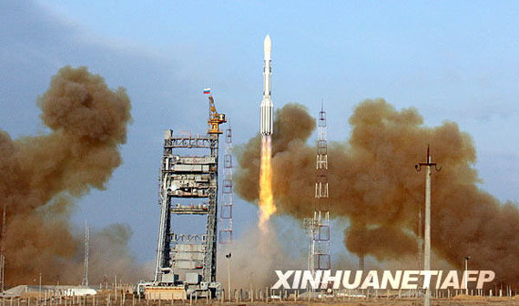 2009年12月14日，在哈薩克斯坦境內(nèi)的拜科努爾航天發(fā)射場，一枚“質(zhì)子”-M型運載火箭升空。