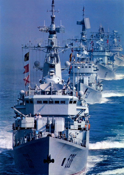 資料圖：我國海軍護衛艦編隊進行海上訓練